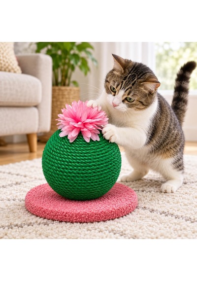 Tr Dekoratif Kedi Tırmalama Oyuncağı, Halat Sarımlı Kaktüs Tasarım, Tabanlı Kedi Tırmalama Ve Oyun Ürünü Ye