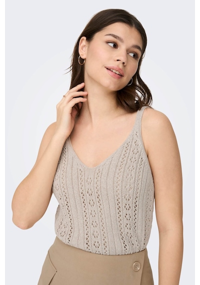 Only Kadın Onllyzet Kolsuz V Yaka Örme Bluz 15277573 Taş
