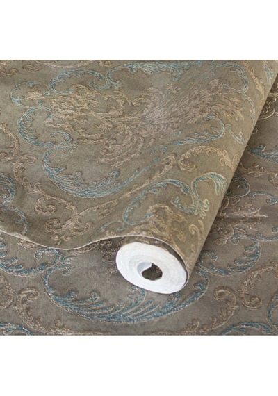 Adawall Eternal Glory Design Wallpaper - Damask Desen Rococo 1312-3/15 Kahverengi Mavi 1.06x15.6m - 16.5m² Çok Renkli