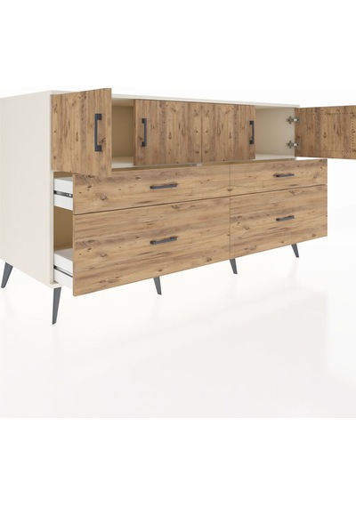 Kronos Konsol 2 Raflı 4 Çekmeceli 4 Kapaklı 176x59x99 Aytaşı-çam Aytaşı-çam