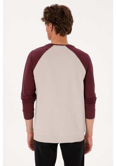 U.S. Polo Assn. Erkek Bisiklet Yaka Regular Fit Bordo İnce Sweatshirt 50315420-VR177