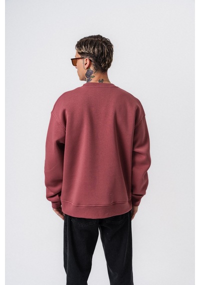 Erkek Respire Yazı Detaylı Basic Oversize Sweatshirt Gül Gülkurusu