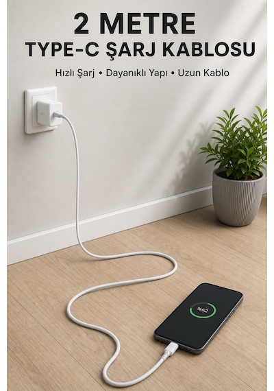 Usb-a To Type-c 2 Metre Hızlı Şarj Kablosu 3855796