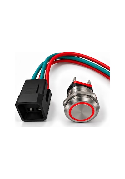 Labarka Kırmızı LED'li Krom Buton On-Off 22 mm 15A 12/24V