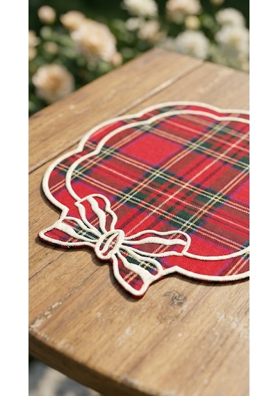 Tartan Rouge Bow Kokteyl Peçetesi