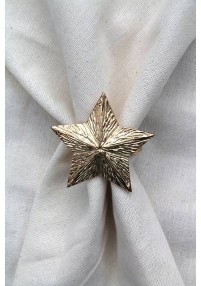 6 Adet Dekoratif Gold Star Nova Peçete Halkası - Napkin Ring
