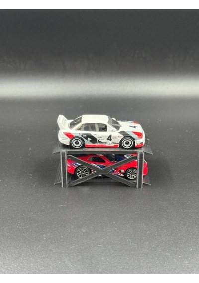 1:64 Ölçek Diorama Araç Lifti - Siyah - 2 Araçlık