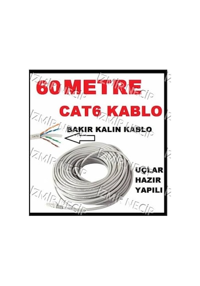 Ncpline 60 M Internet Kablosu Cat6 Modem Pc Arası + Plus