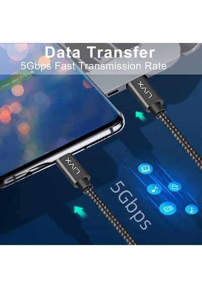 Solid 100w 5a Pd2.0 Type C To Type C Hızlı Şarj Ve Data Kablosu 2 Metre Halat Örgülü Space Gray Standart
