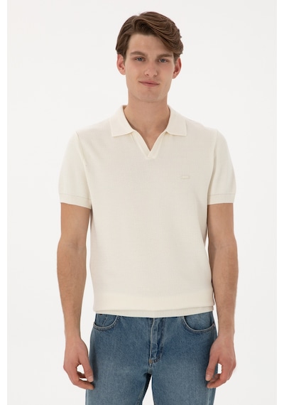 U.S. Polo Assn. Erkek Slim Fit Polo Yaka Krem Tişört 50299409-VR071
