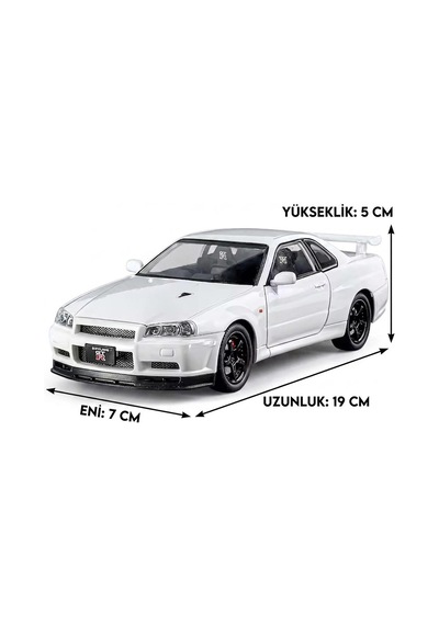 Hobiez World Orjinal 1:24 Lisanslı Nissan Skyline Gtr Kapıları Kaputu Açılabilir Model Oyuncak Araba Beyaz
