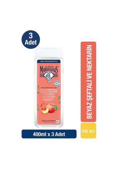 Le Petit Marseillais Beyaz Şeftali ve Nektarin Banyo ve Duş Jeli 3 x 400 ML