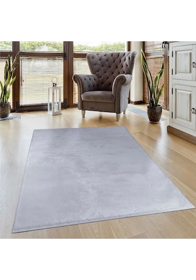 Vl Comfort Peluş Halı Gri Overloklu Gri