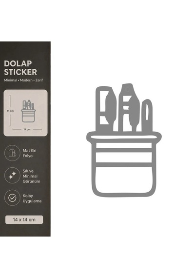 Diş Fırçaları Mat Gri Dekoratif Folyo Sticker 14x14 Cm