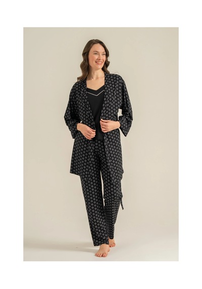 Angbutik Pierre Cardin 9291-s Kadın 3'lü Pijama Takımı Siyah