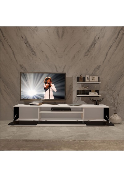 Decoraktiv Trendstyle 4 Slm Tv Ünitesi Tv Sehpası Beyaz - Siyah Decoraktiv Trendstyle 4 Slm Tv Ünitesi Tv Sehpası Beyaz - Siyah