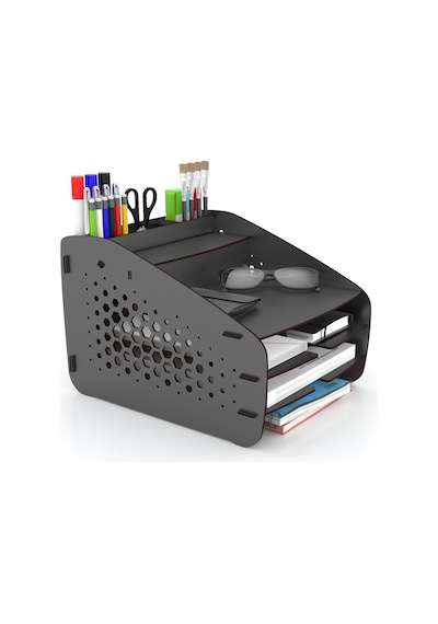 Design Otto Fx Medium Hexa - 6 Renk Evrak Rafı Masaüstü Organizer Siyah