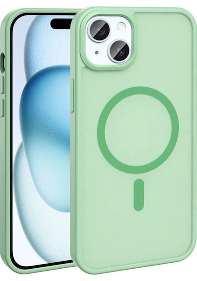 Apple Uyumlu iPhone 14 Plus Kılıf M-safe Şarj Özellikli Mat Arka Yüzey Zore Sio Kapak Light Green