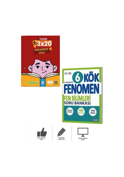 6. Sınıf Kök Fen Bilimleri Soru Bankası + Paragraf Deneme Bigelio + Fenomen