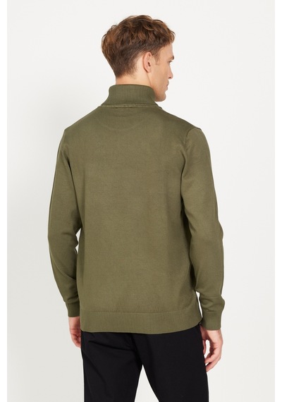 AC&Co / Altınyıldız Classics Erkek Hakı Standart Fit Normal Kesim Tam Balıkçı Yaka Triko Kazak Haki AC&Co / Altınyıldız Classics Erkek Hakı Standart Fit Normal Kesim Tam Balıkçı Yaka Triko Kazak Haki
