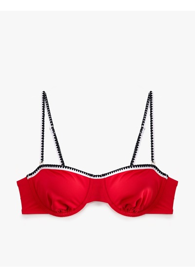 Koton Çıkarılabilir Askılı Kroşe Detaylı Balenli Bikini Üst Kırmızı 6sak10212mm