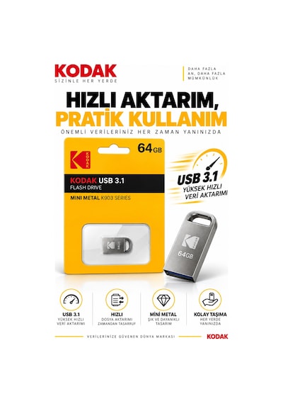 K903 64gb Usb 3.1 Mini Metal Flash Bellek Kompakt Taşınabilir Usb Bellek
