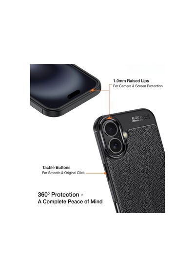 Apple Uyumlu iPhone 17 Silikon Kılıf Deri Desenli Darbe Emici Autofocus Tam Koruma Kapak