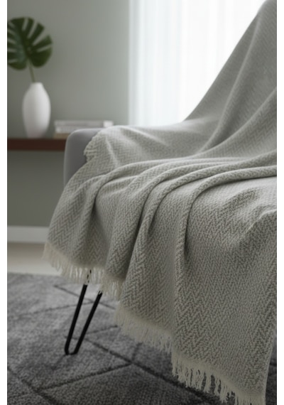 Pamuklu Koltuk Örtüsü 170x210 Cm Tekli&üçlü Koltuk,çekyat Ve Berjer İçin Modern Çizgili Yıkanabilir Gri