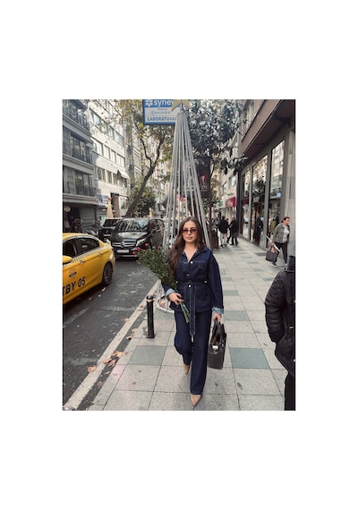 Orjinal Blue B Kadın Denim Bağlamalı Kot Takım Lacivert