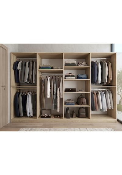 Monara Tamamı Mdf 8 Kapaklı Dolap Gardırop Meşe