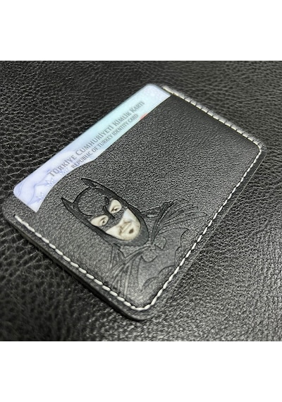 Koto Batman Tasarımlı El Yapımı Hakiki Deri Cüzdan & Kartlık Siyah