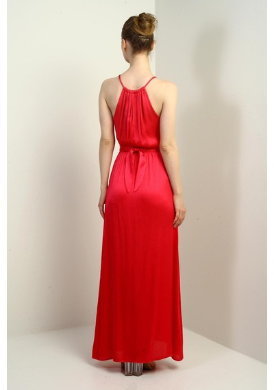 By Saygı Kadın İp Askılı Halter Yaka Beli Kuşaklı Önü Yırtmaçlı Fitilli Saten Uzun Elbise-40708 Fuşya By Saygı Kadın İp Askılı Halter Yaka Beli Kuşaklı Önü Yırtmaçlı Fitilli Saten Uzun Elbise-40708 Fuşya