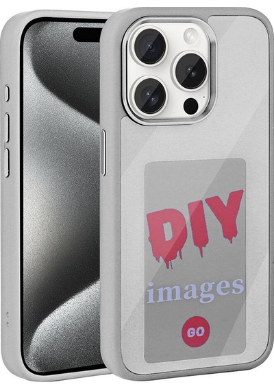 Zore Apple Uyumlu iPhone 15 Pro Max Kılıf Ekranı Yansıtan Akıllı Nfc Kapak - Gri Gri