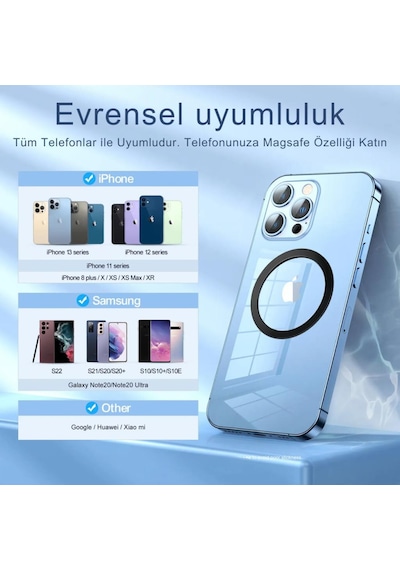 Polham 0.4mm 2 Adet Set Ultra İnce Yapışkanlı Mıknatıslı Metal Halka, 3m Hafif Tüm Telefonlara Uyumlu
