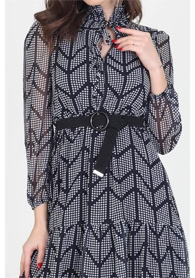 Neşeli Butik Kadın Puantiyeli Omuz Ve Yakası Gipeli Midi Boy Kemerli Şifon Elbise Nb0005 Siyah Neşeli Butik Kadın Puantiyeli Omuz Ve Yakası Gipeli Midi Boy Kemerli Şifon Elbise Nb0005 Siyah