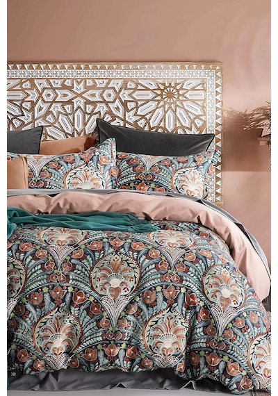 İqon Lastikli Çarşaflı Nevresim Takımı Çift Kişilik Bohemian Çok Renkli