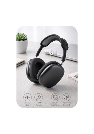 Premium Bilgisayar Spor Dinleme Bluetooth Kulaklık P9 Pro Max Siyah