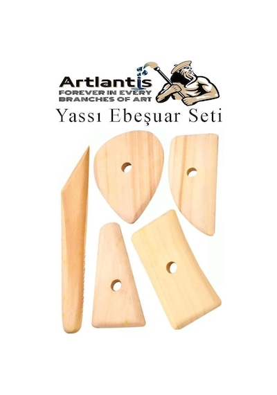Yassı Ebeşuar 5 Li 1 Paket Seramik Çömlek Kil Heykel Kazıyıcı Şekillendirme Aleti Ahşap Kil Modelleme Şekillendirici