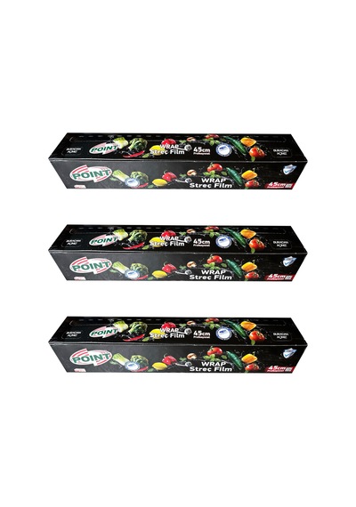 Point Şeffaf Mutfak Rulo Streç Film Folyo - 45 Cm. X 250 Metre - Gıdaya Uygun - 3 Paket