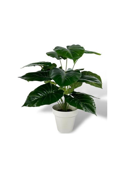 Yapay Çiçek Krem Saksıda Pothos Yeşil Doğal Dokulu 18dal 50cm Salon Çiçeği Yapay Bitki