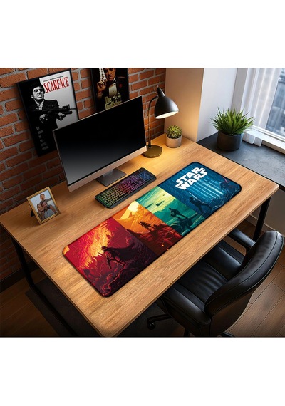 Star Wars Oyun Gaming Klavye Mouse Pad Kaymaz Taban Kenarları Dikişli Su Geçirmez Masa Matı 70x30 Cm