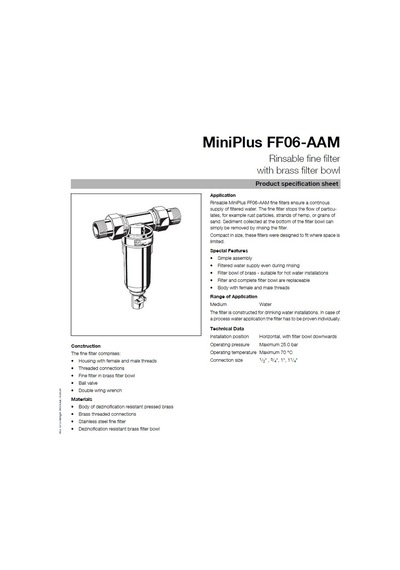 Ff06-1/2 Aam Komple Pirinç Sıcak Su Filtresi - 1/2''