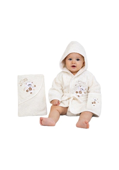 %100 Pamuk Yenidoğan Bebek Çocuk Bornoz Havlu Takımı Set Sku: Mırstkbb37b50a00 7/8 Yaş