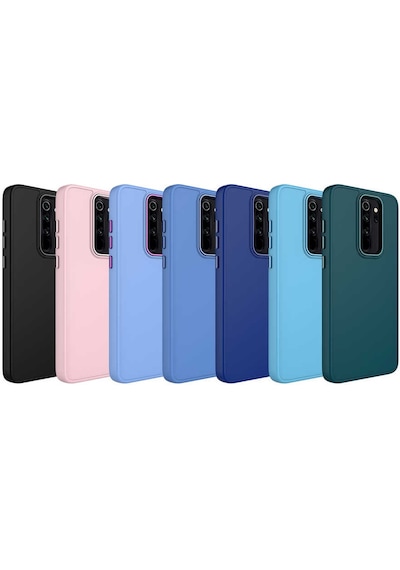 Xiaomi Redmi Note 8 Pro Kılıf Metal Çerçeve Ve Buton Tasarımlı Silikon Zore Luna Kapak Lila