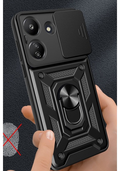 Newface Xiaomi Redmi 13c Kılıf Pars Lens Yüzüklü Silikon - Yeşil Yeşil
