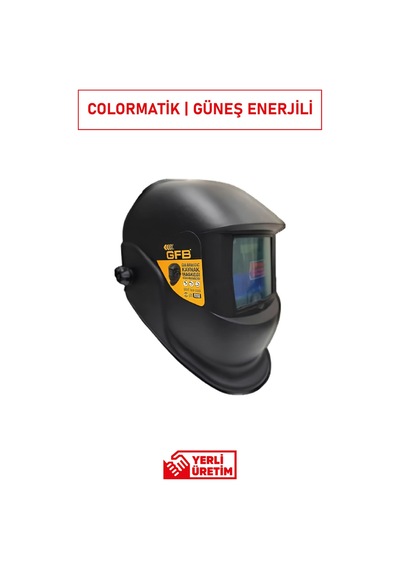 Güneş Enerjili Pilli Otomatik Kararan Kaynak Baş Maskesi Profesyonel Colormatik Koruma