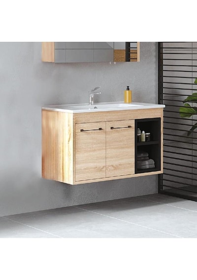 Denko Latte 85 Cm Mdf Sonoma Banyo Dolabı Alt Modül Ve Lavabo Çok Renkli Denko Latte 85 Cm Mdf Sonoma Banyo Dolabı Alt Modül Ve Lavabo Çok Renkli