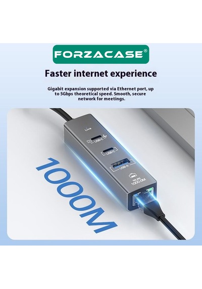 Forzacase Notebook Apple Uyumlu MacBook Type-c 4in1 Ethernet Usb 3.0 100w Pd Çevirici Hub Fc1165
