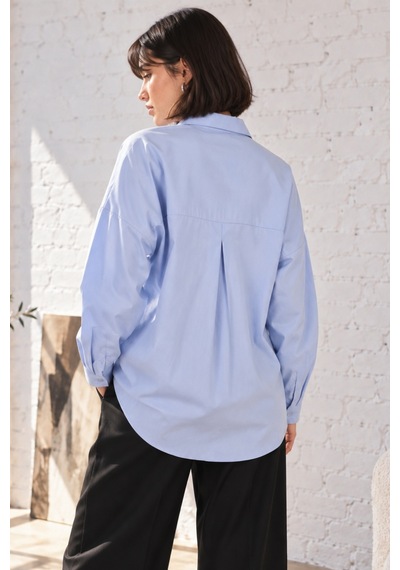 Armonika Kadın Açık Mavi Oversize Uzun Basic Gömlek Arm-22y001118
