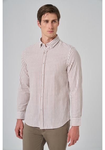 Morven Erkek Vizon Slim Fit Düğmeli Yaka Gömlek 25ms004012405 Vizon Vizon